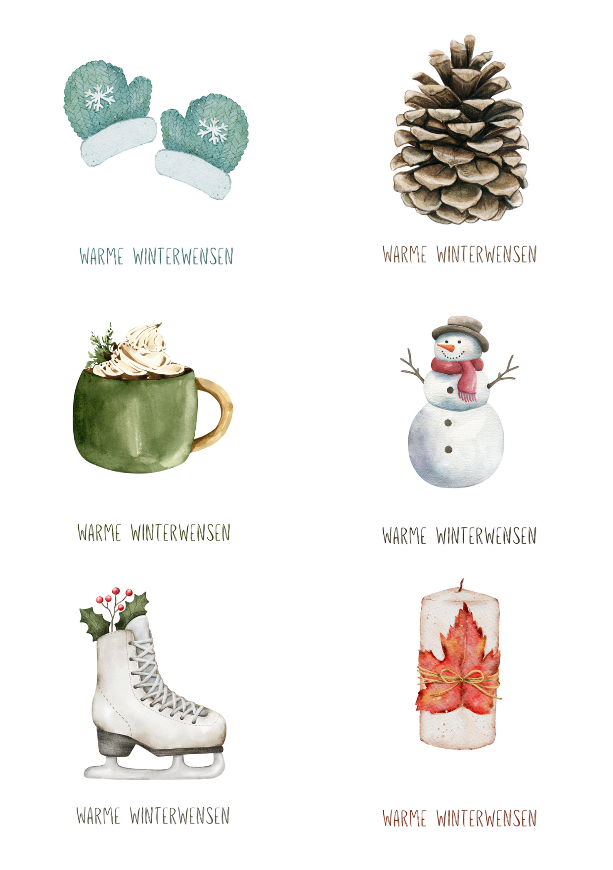 Collectie van 6 Wenskaarten – Warme Winterwensen