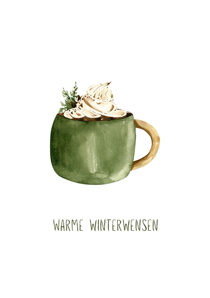 Warme Winterwensen Kaart – Mok Chocolademelk